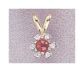 14k Ruby and Diamond Flower Pendant