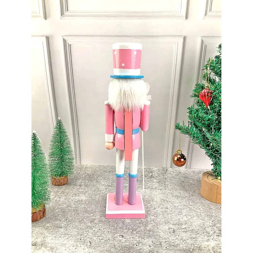 15 inches wooden Pastel Pink Heart Nutcracker self standing Christmas Table Decor