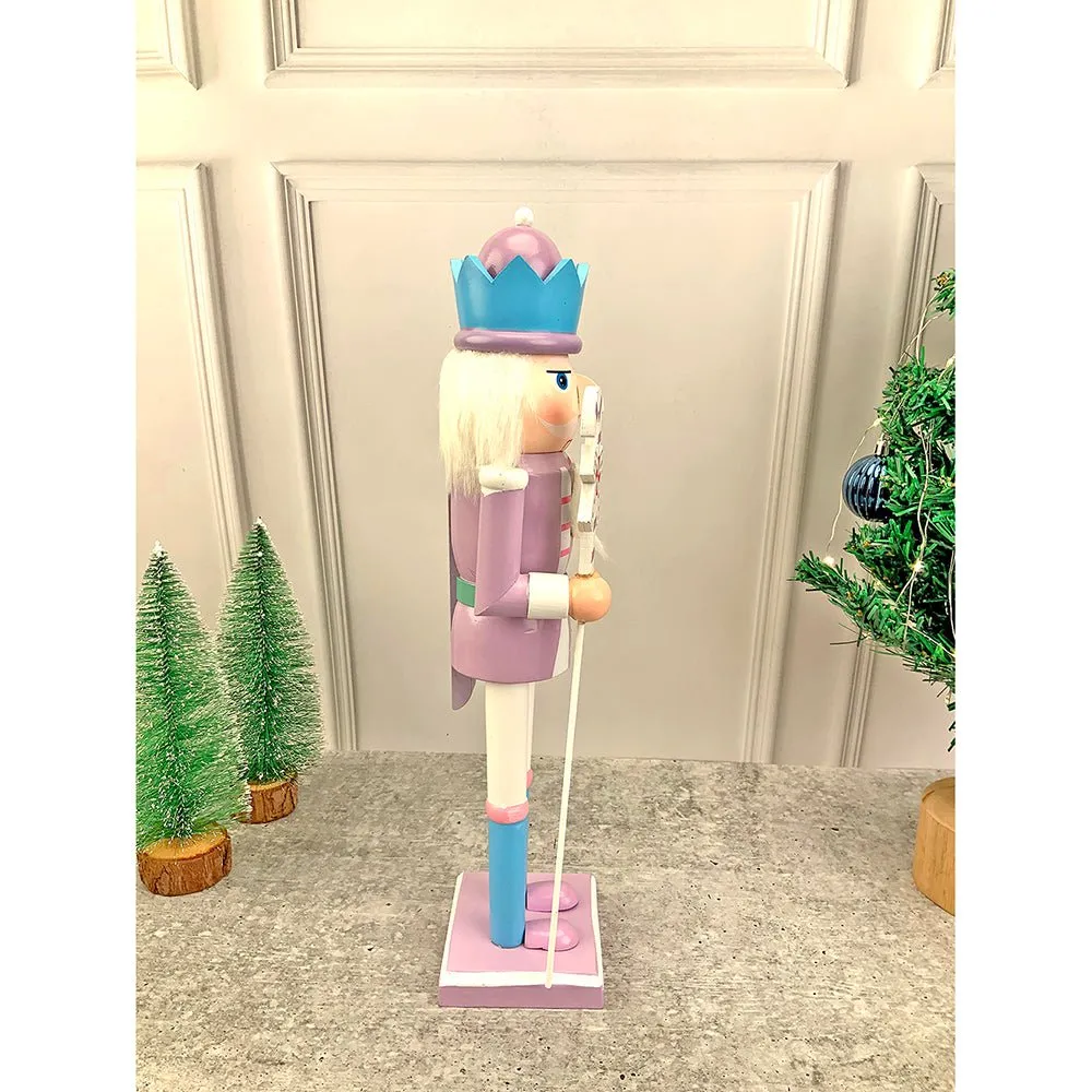 15 inches wooden Pastel Purple Candycane Nutcracker self standing Christmas Table Decor