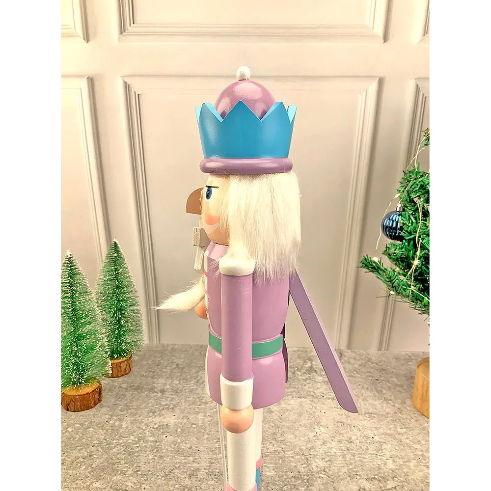 15 inches wooden Pastel Purple Candycane Nutcracker self standing Christmas Table Decor