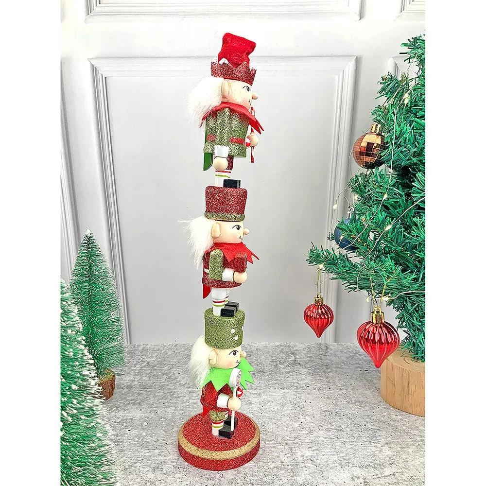 3 Tier Stacked Wooden Elves Christmas Table Décor