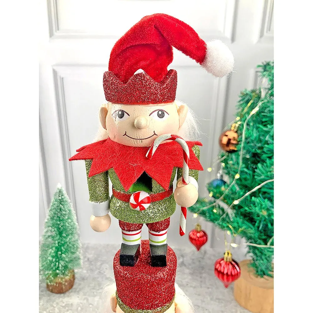 3 Tier Stacked Wooden Elves Christmas Table Décor