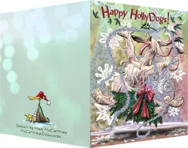 Afghan Hound - Happy Holly Dog Pine Skirt - Christmas Card