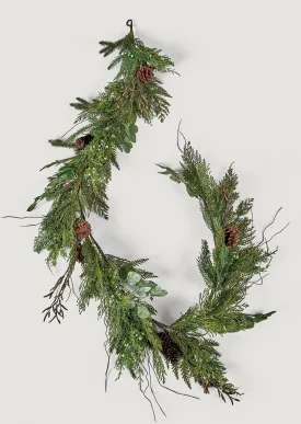 Artificial Cedar and Pine Garland with Cones - 72"