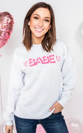 Babe Crewneck Sweatshirt - Ash Grey** - Final Sale