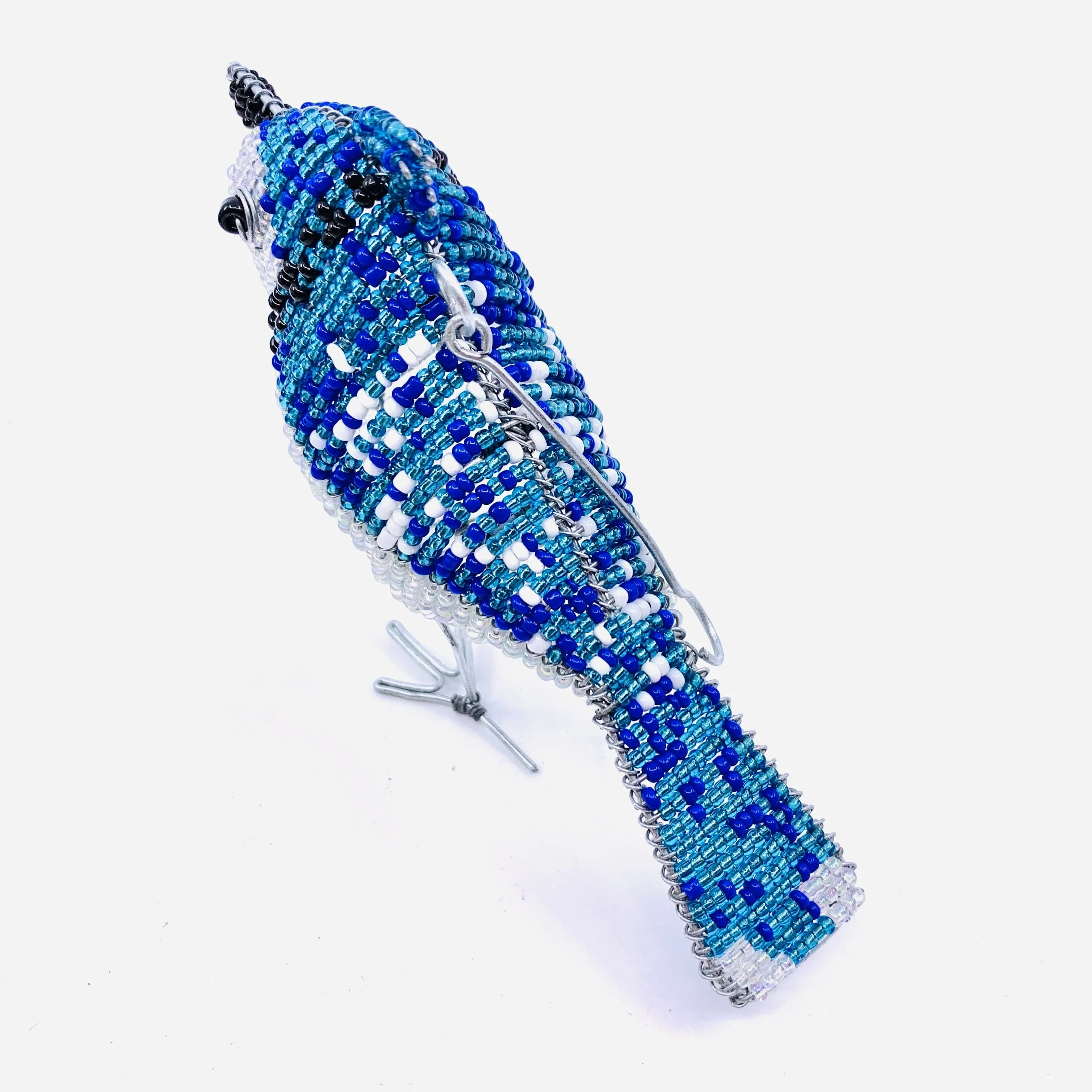 Beaded Bird Ornament, Blue Jay