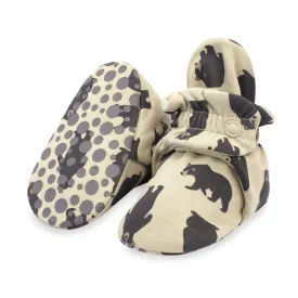 Black Bears Organic Cotton Gripper Baby Bootie