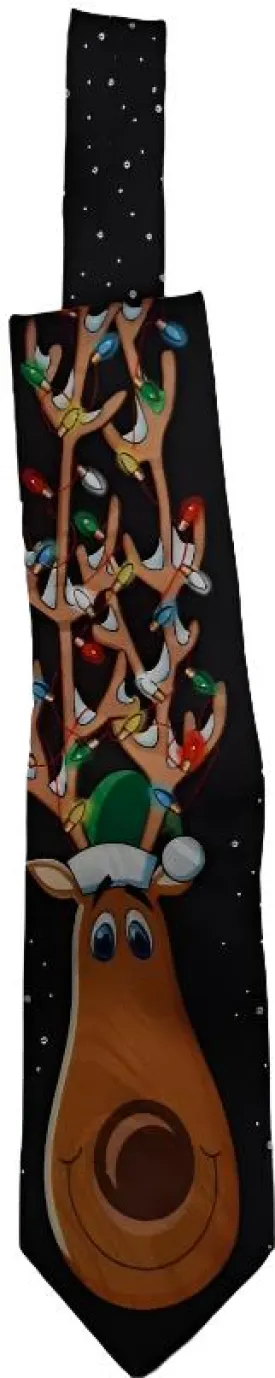 Black-Reindeer-Christmas Tie