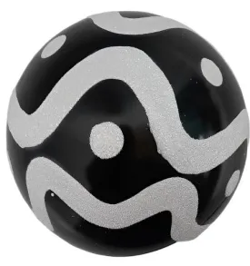 Black/White-4" Christmas Ball Ornament-Plastic