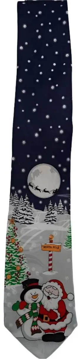 Blue-Santa/Snowman Christmas Tie