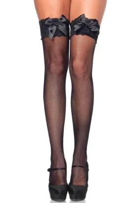 Bow Top Fishnet Thigh Highs