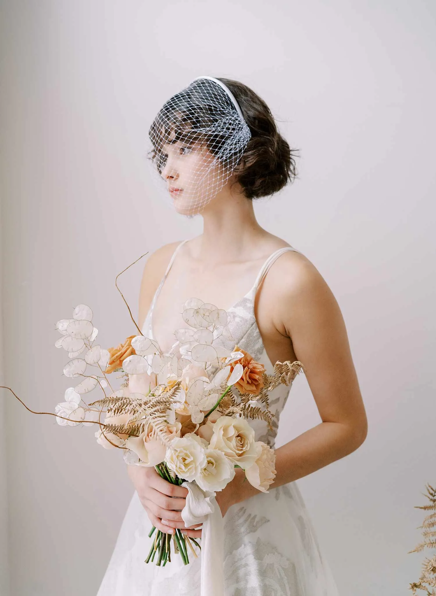 Bridal birdcage headband veil, plain - Style #2350