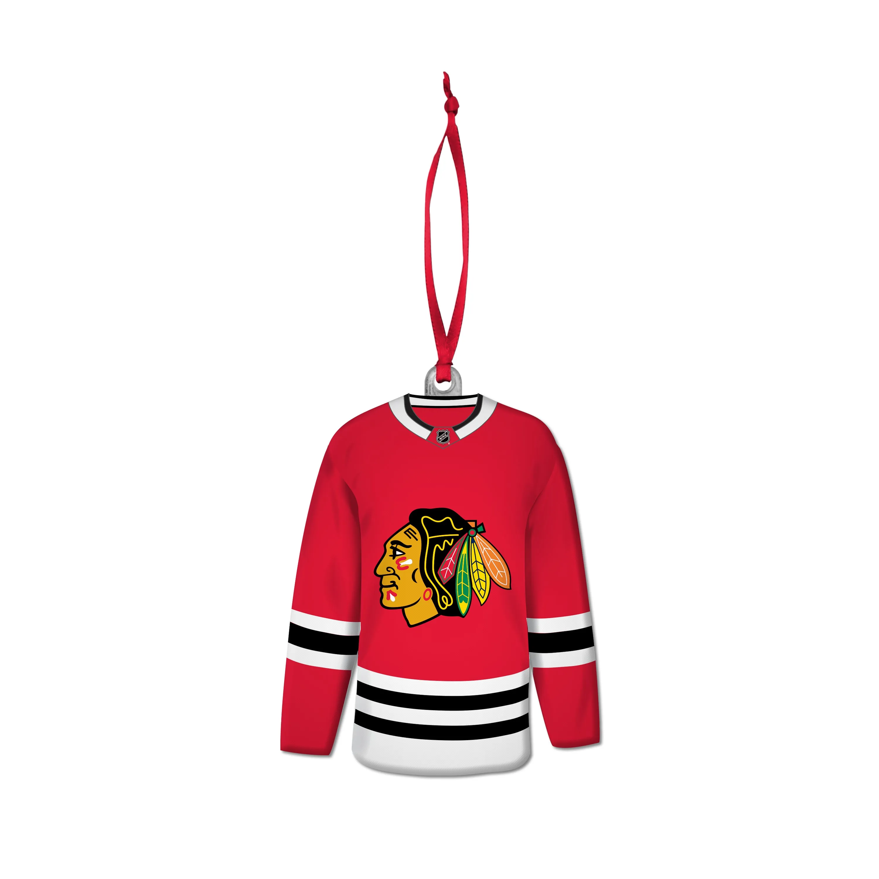 Chicago Blackhawks NHL Hockey Resin Jersey with Satin Ribbon Christmas Tree Ornament