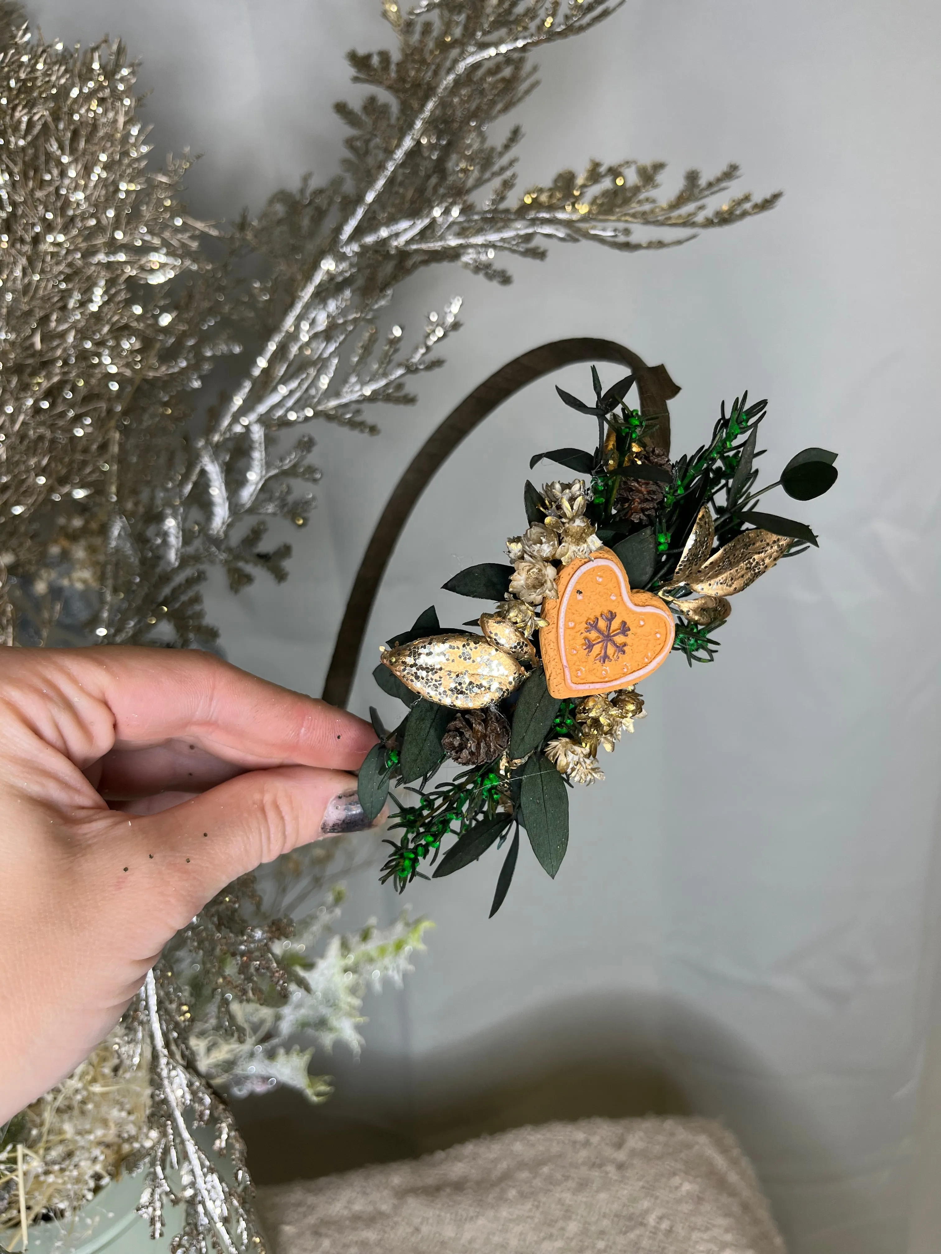 Christmas winter headband with gingerbread