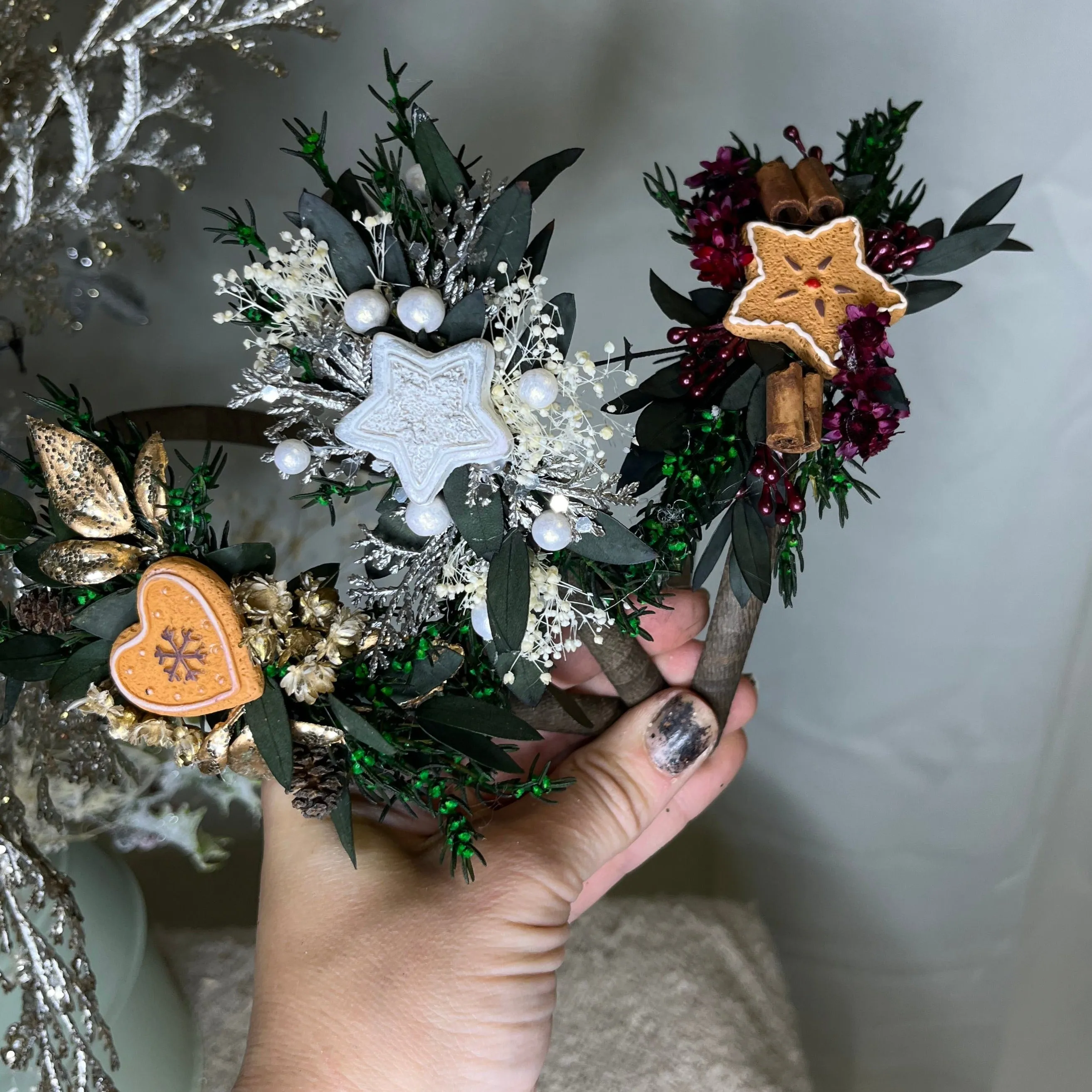 Christmas winter headband with gingerbread