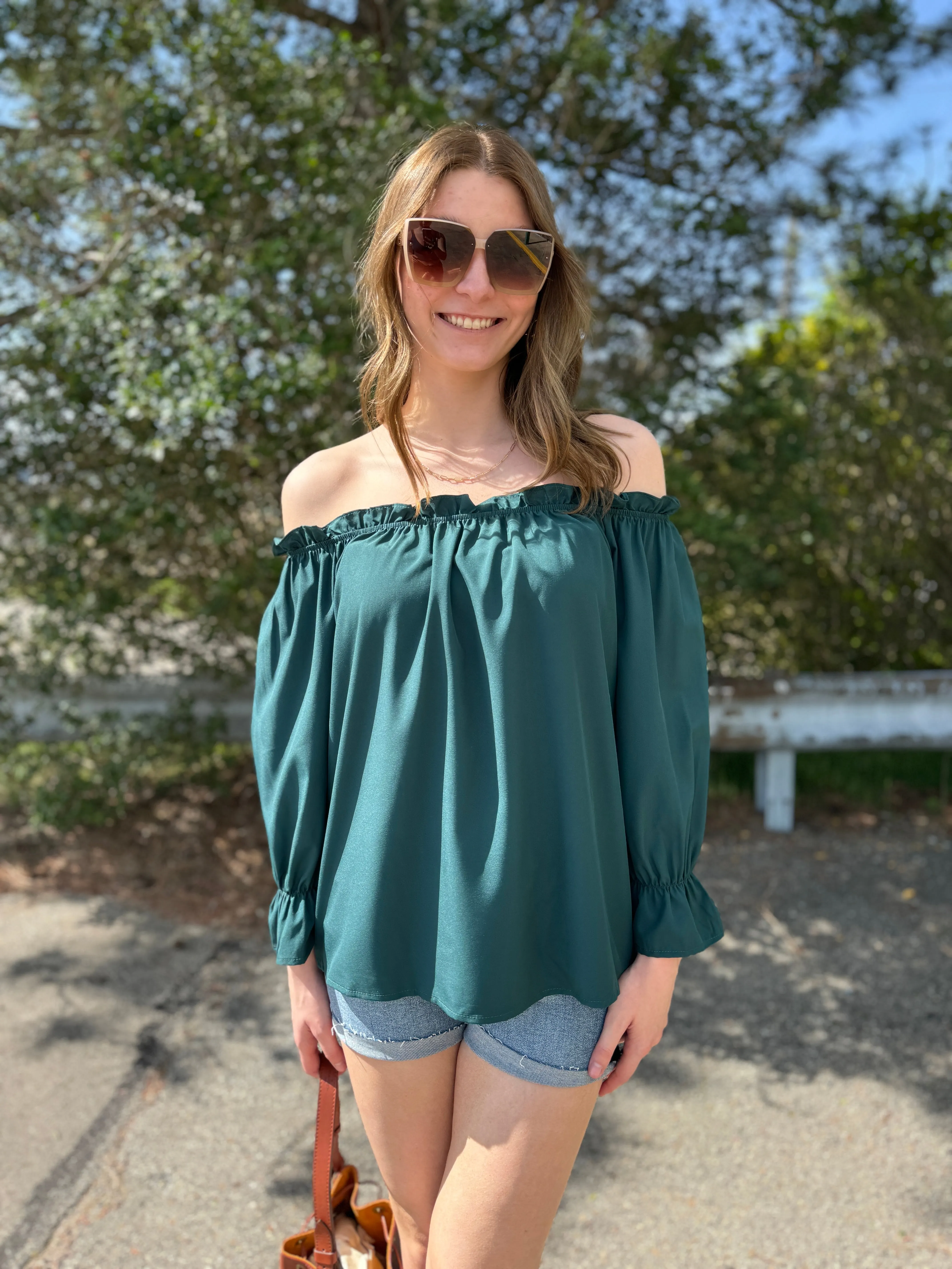 Cindy - An Off-Shoulder Flounce Sleeve Top