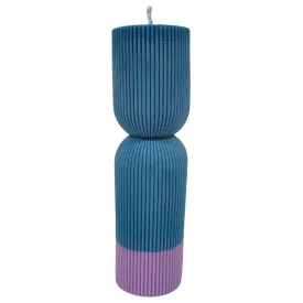 Colour Block Pillar Candle - Blue/Violet (Final Sale)