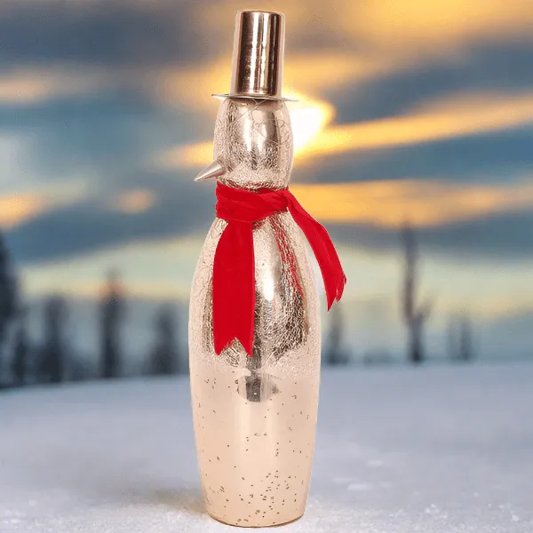 Crackle Glass Snowman, Gold