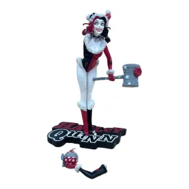 (DAMAGED) HARLEY QUINN RED BLACK & WHITE HOLIDAY STATUE