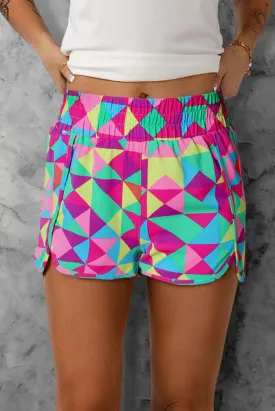 Explore More Collection - Color Block Elastic Waist Shorts