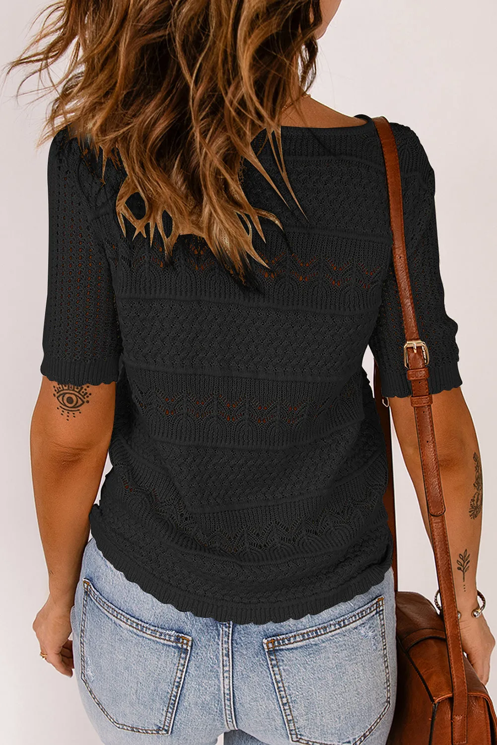 Explore More  Collection - Round Neck Short Sleeve Knit Top