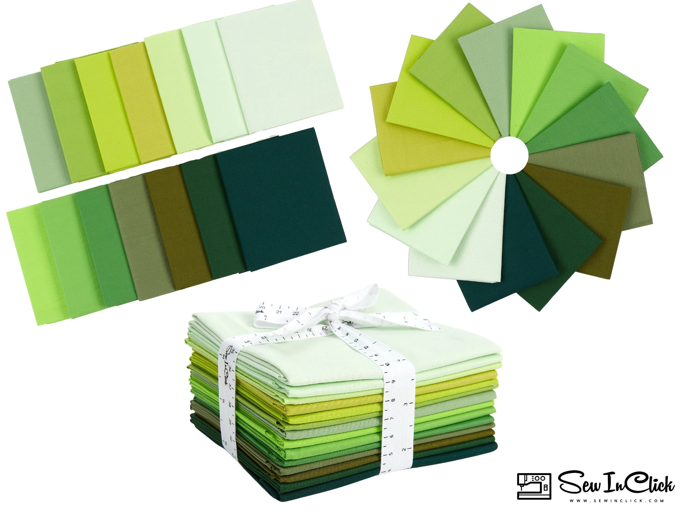 Fat Quarter Bundle -100% Cotton | Pure Solids | Shades of Emerald Greens l Mix Colors | Quilting & Crafting Soft Fabric |Special Gift Bundle