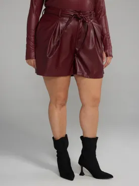 Faux Leather Belted Shorts