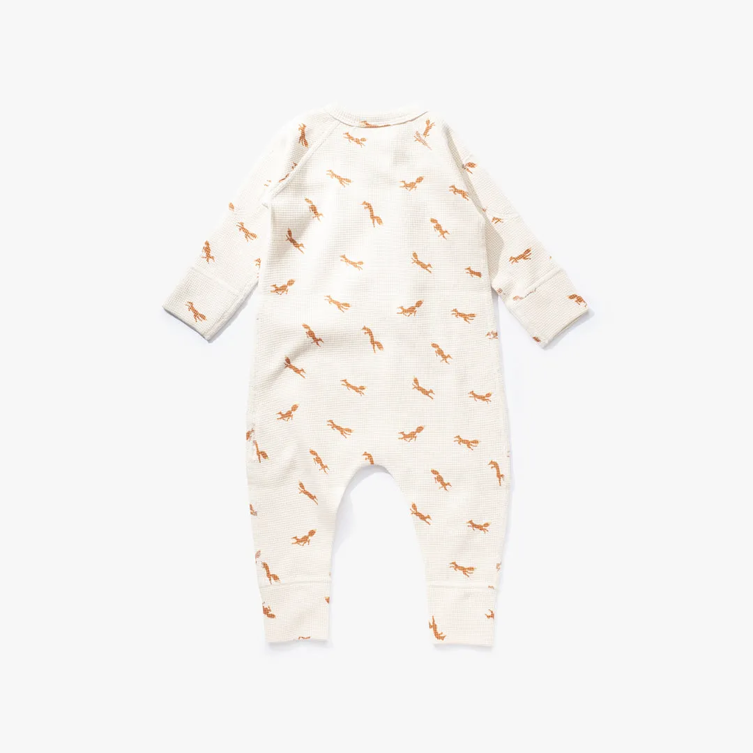 Fox Waffle Zip Romper