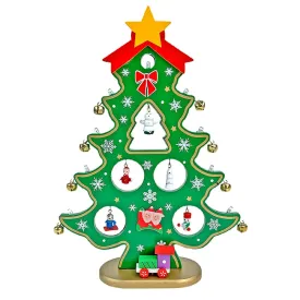 Green DIY Wooden Christmas Tree with LED Light, Christmas Table Décor