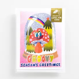 Groovy Season's Greetings - Lapel Pin Card