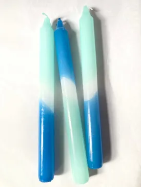 Hand Dipped Candle 3 Pack - Aqua & Blue