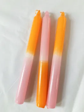 Hand Dipped Candle 3 Pack - Pink & Orange