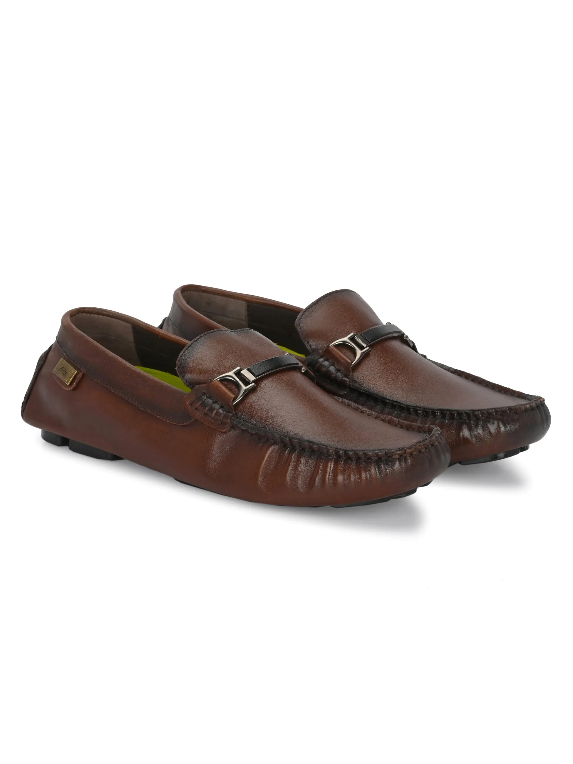 Hitz Men's Brown Leather Casual loafers