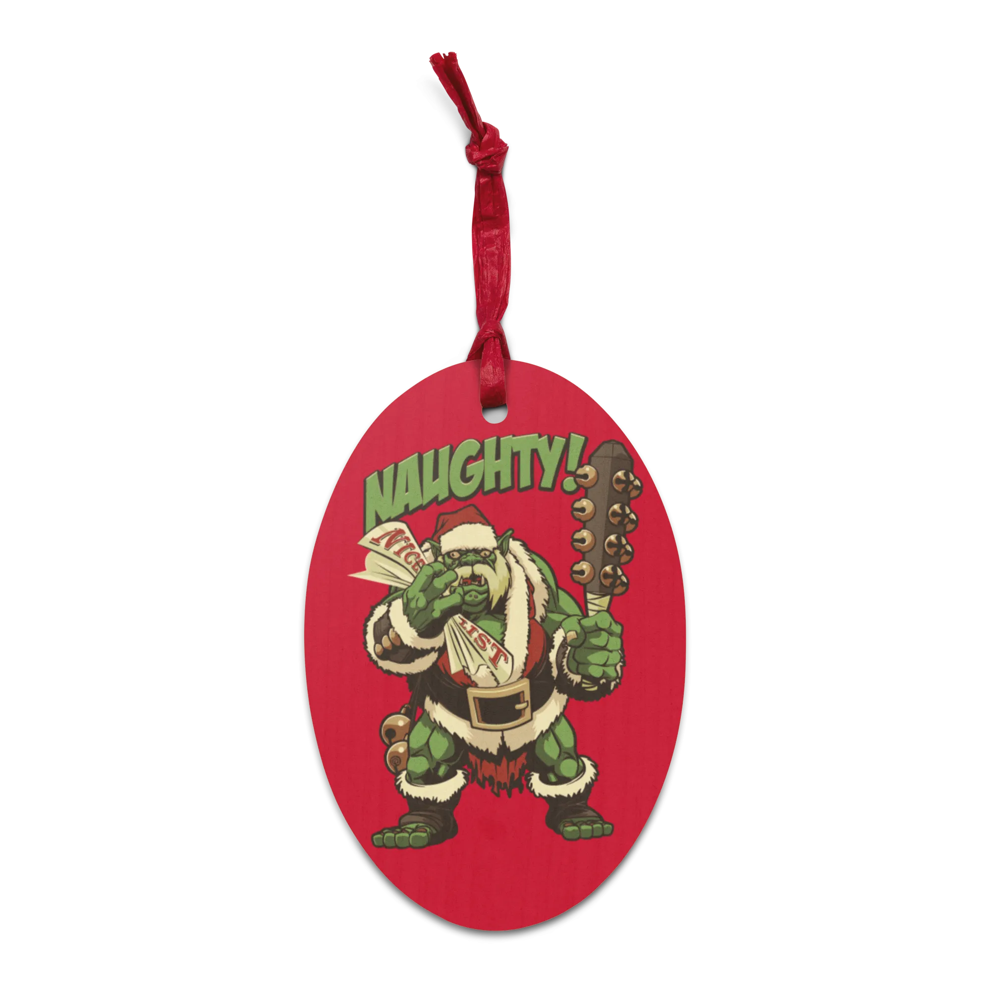 Holiday Naughty Ogre Wooden Ornament Magnet