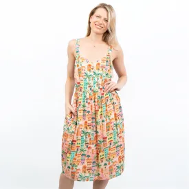 Holiday Print Sleeveless Women's Summer Midi Dress Sundress