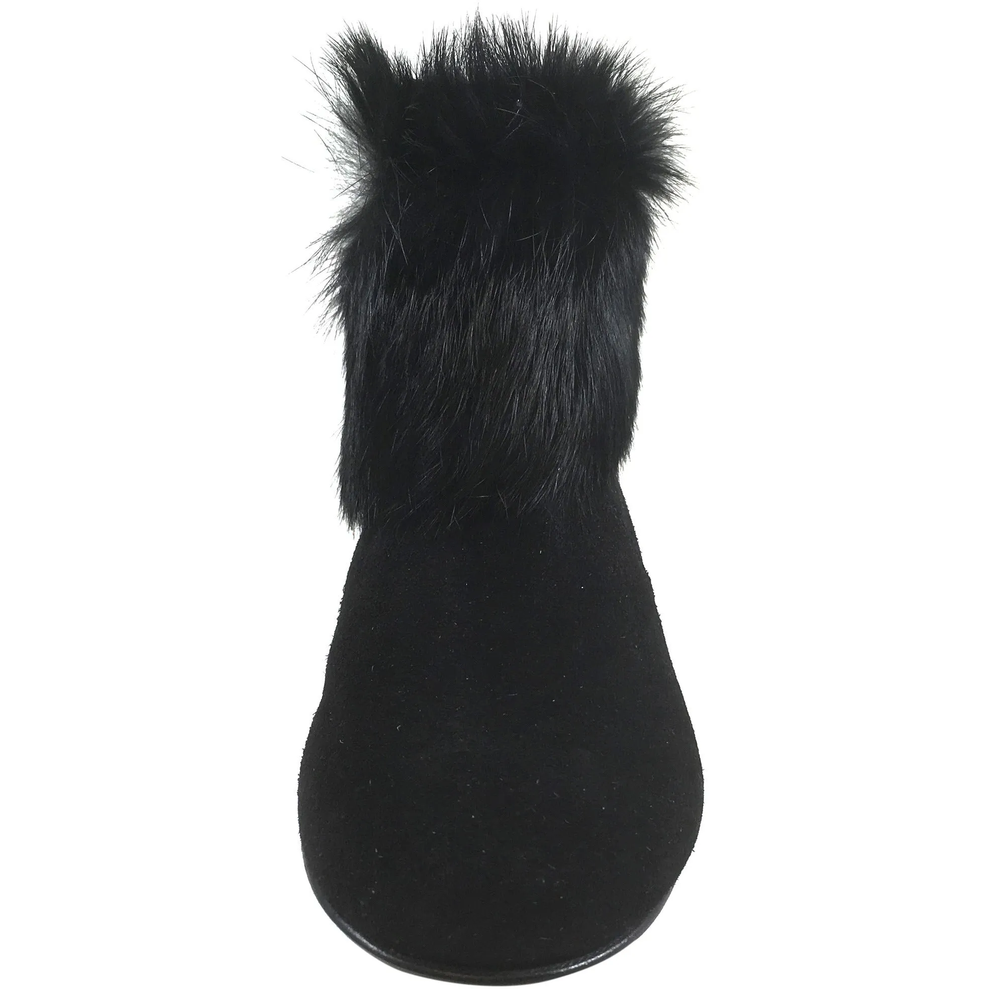 Hoo Shoes Chloe's Girl's Soft Fur Black Zip Up Ankle Bootie Shoe