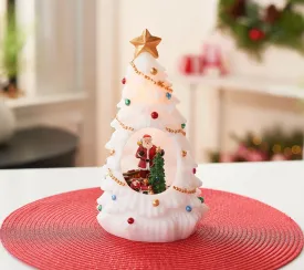 Illuminated Wax Tree with Interior Rotating Scene by Valerie