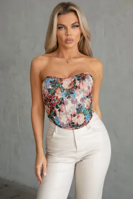 Laura floral corset, Brown