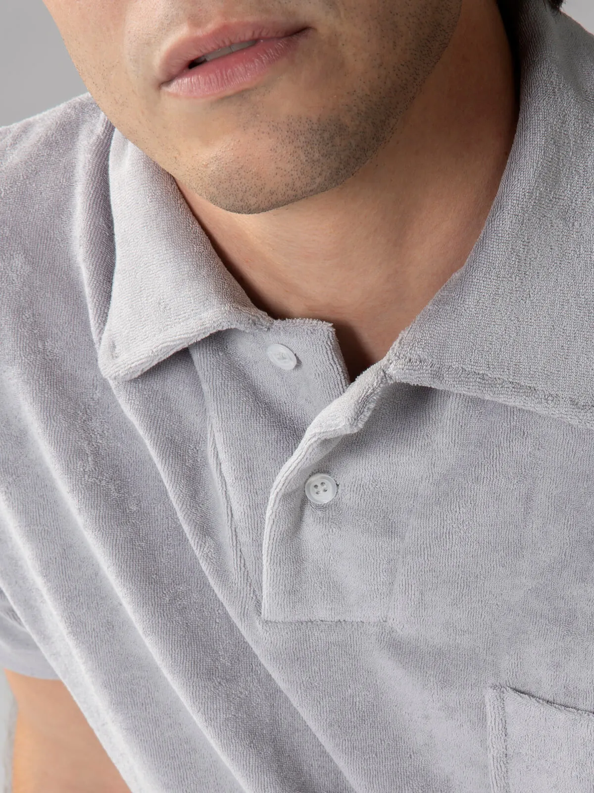 Light Grey Terry Towelling Polo Shirt