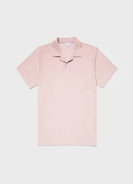 Men's Towelling Polo Shirt in Pale Pink