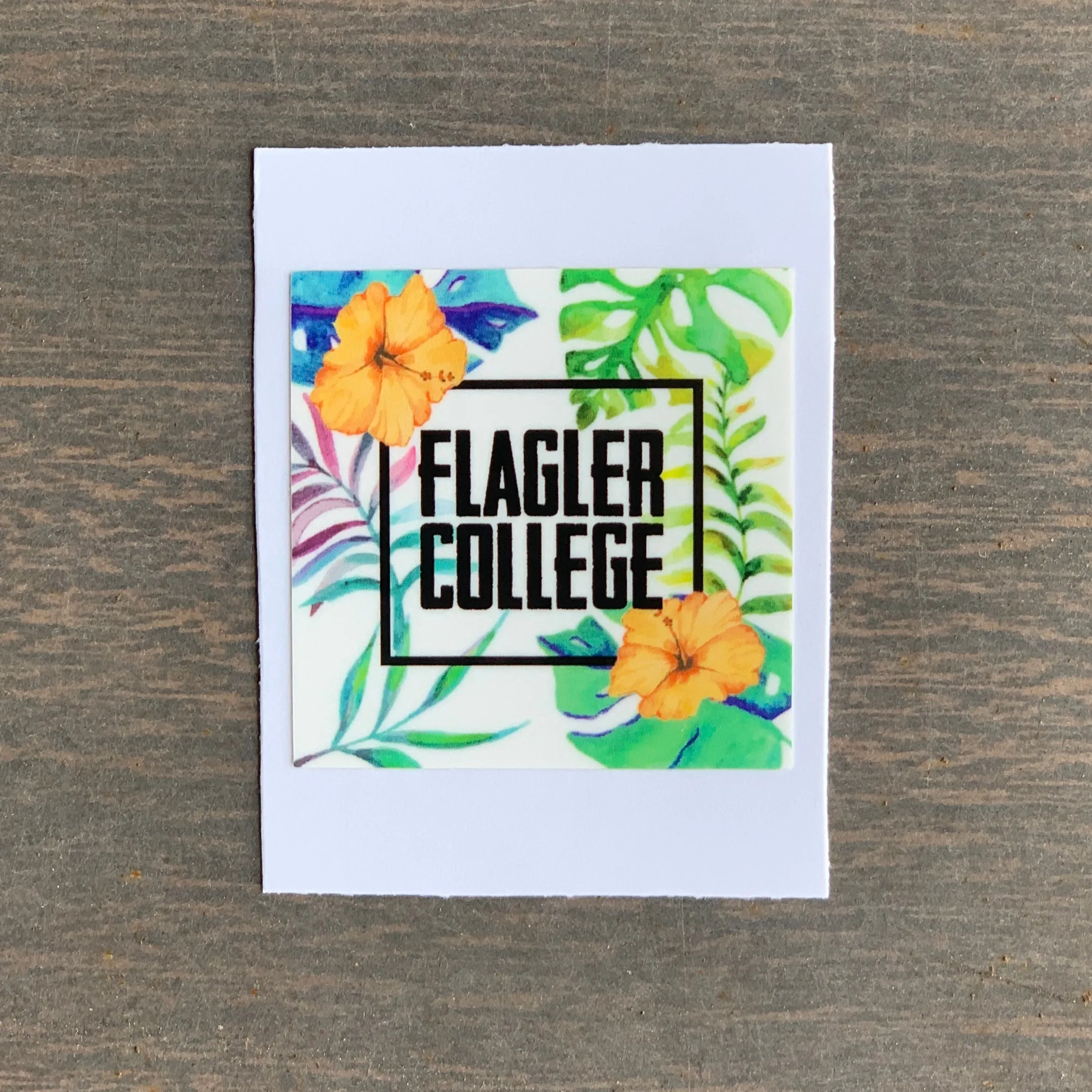 Mini Floral Flagler College Square Sticker