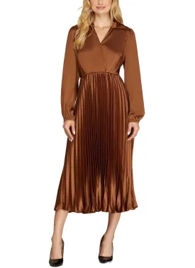 Nina Satin Pleated Midi Dress