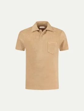 Sand Terry Towelling Polo Shirt