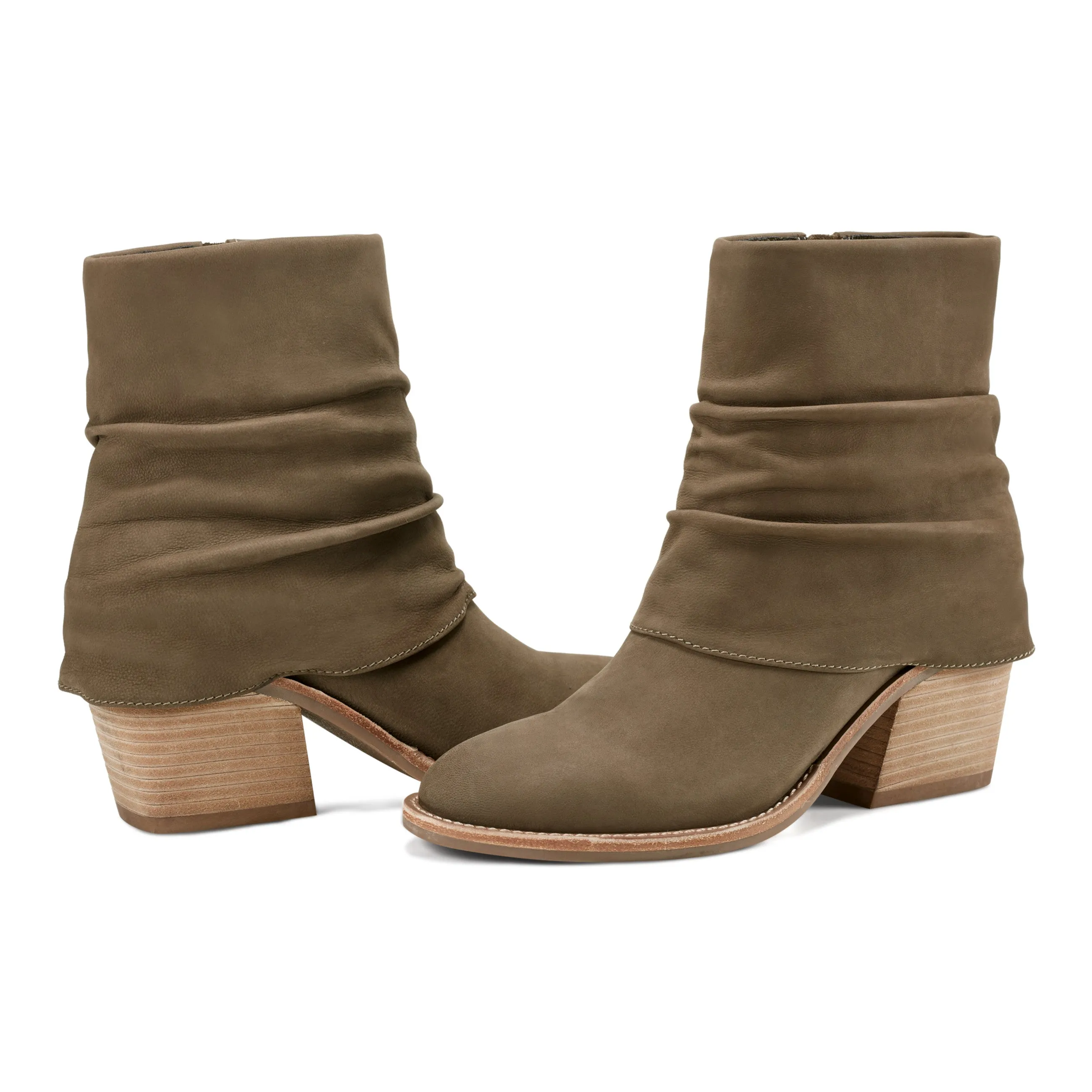 Savvy Block Heel Ruched Casual Booties