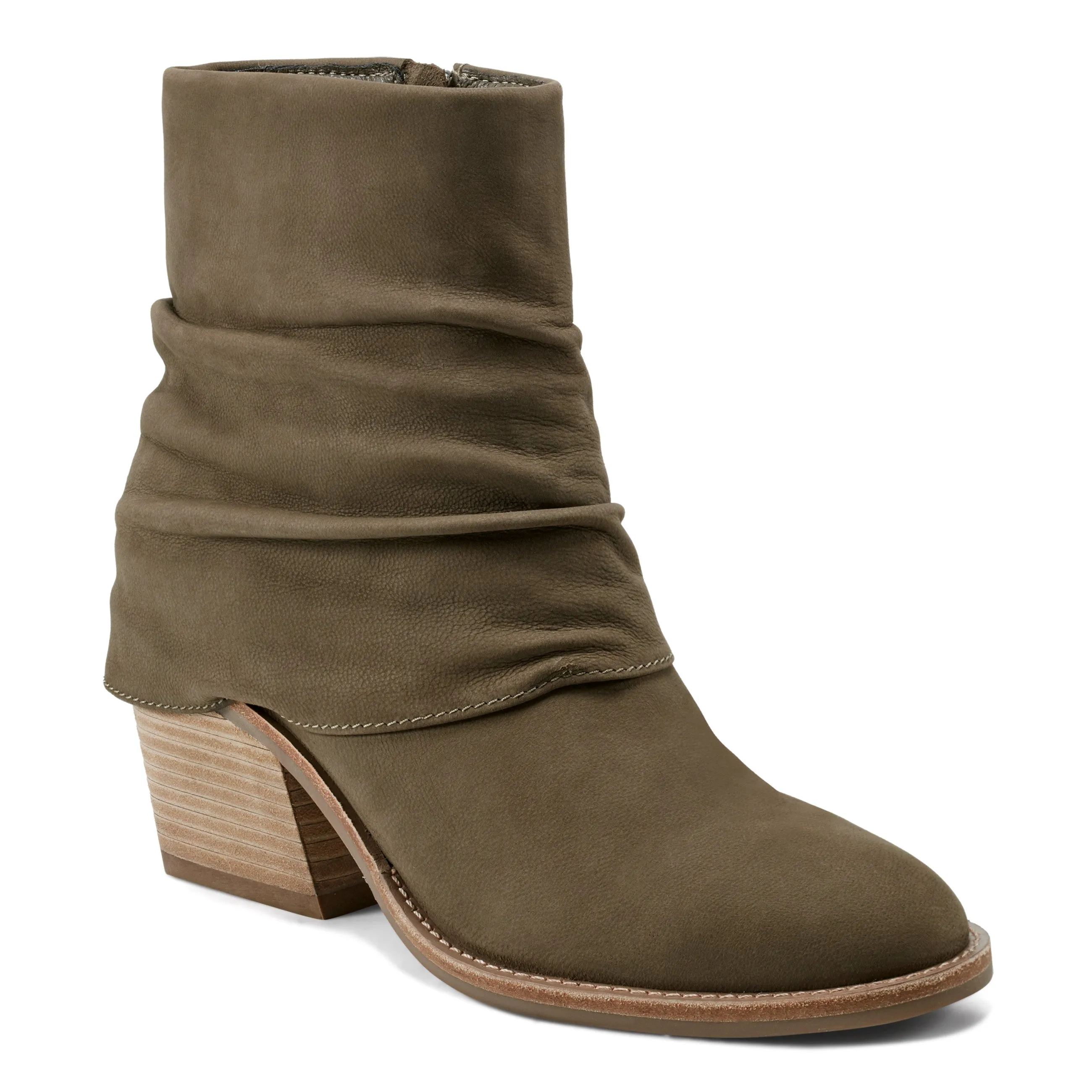 Savvy Block Heel Ruched Casual Booties