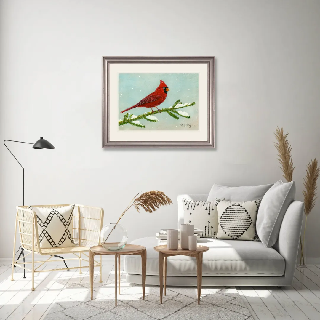 Snowy Cardinal Print