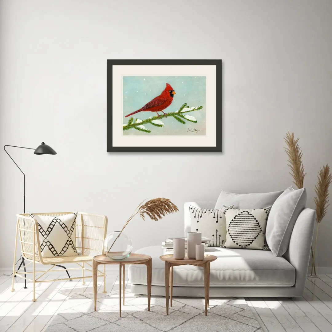 Snowy Cardinal Print