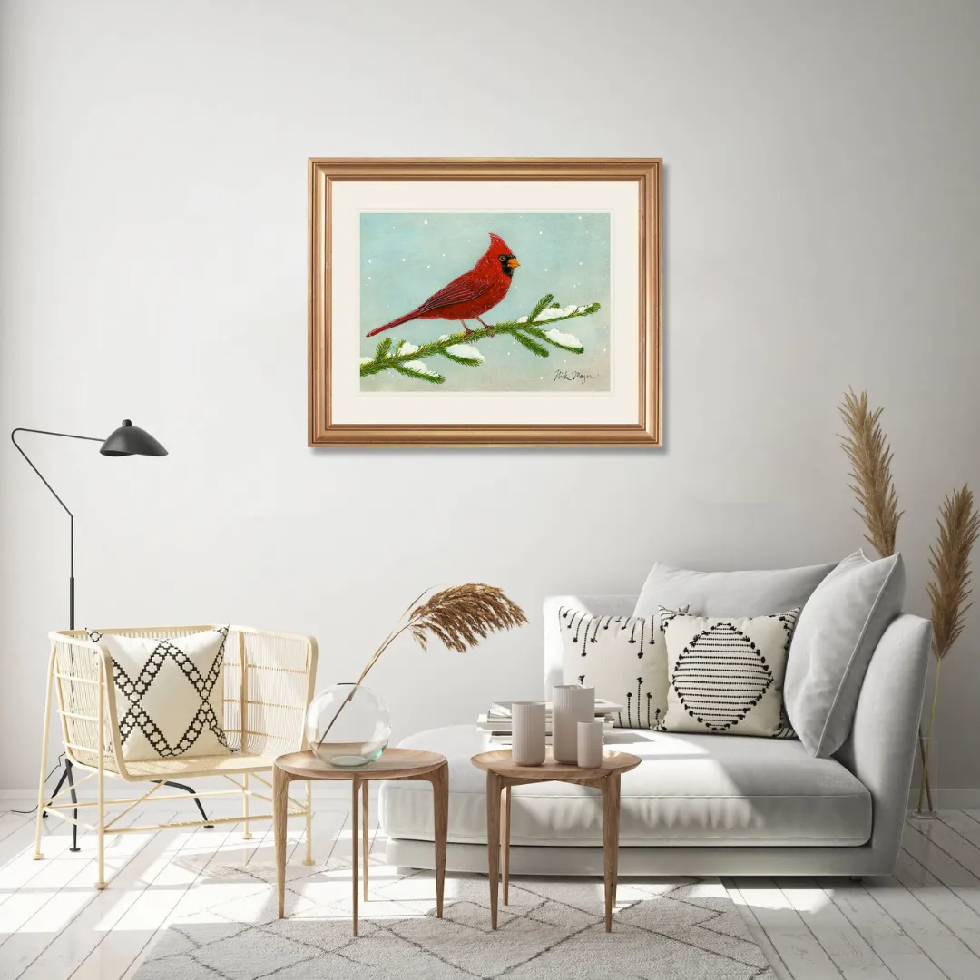 Snowy Cardinal Print