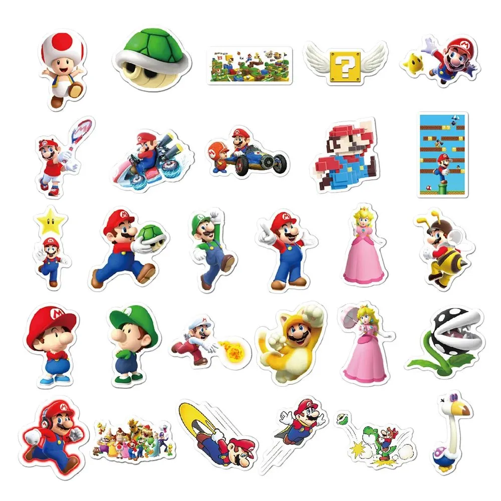 Super Mario Bros Game Stickers - Cool Luigi Yoshi - 103050100pcs