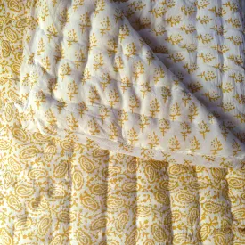 Tilonia® Queen Quilt - Paisley & Sprig in Mustard Yellow